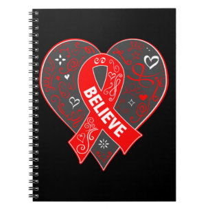 Blood Cancer Believe Ribbon Heart Notebook