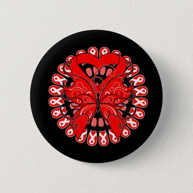 Blood Cancer Butterfly Circle of Ribbons 2 Inch Round Button (Front)