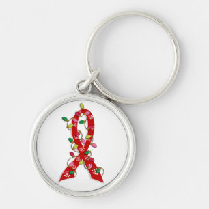 Blood Cancer Christmas Lights Ribbon Keychain