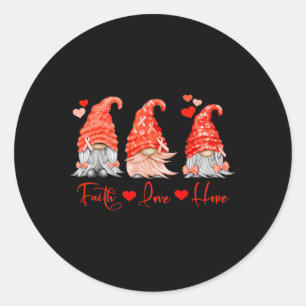 Blood Cancer Faith Hope Love Red Gnomes Heart Warr Classic Round Sticker