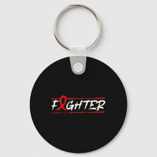 Blood Cancer Fighter - Red Ribbon Awareness Keychain