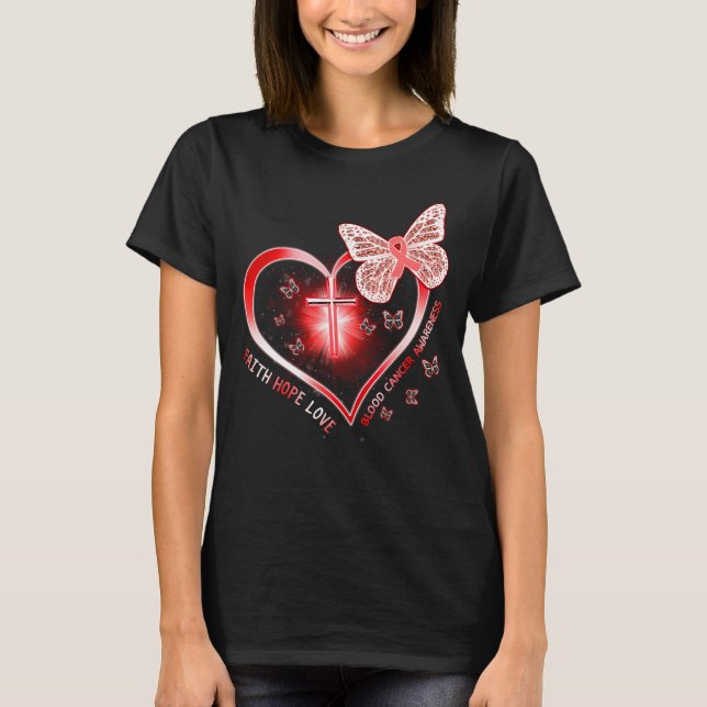 blood cancer heart cross gift survivor warrior T-Shirt (Front)