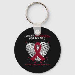 Blood Cancer I Wear Burgundy Dad Multiple Myeloma Keychain