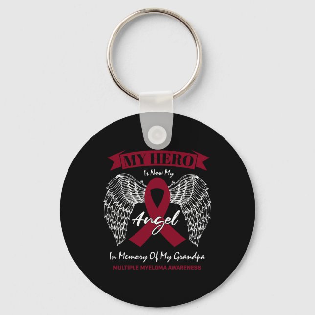 Blood Cancer In Memory Of Grandpa Multiple Myeloma Keychain (Front)