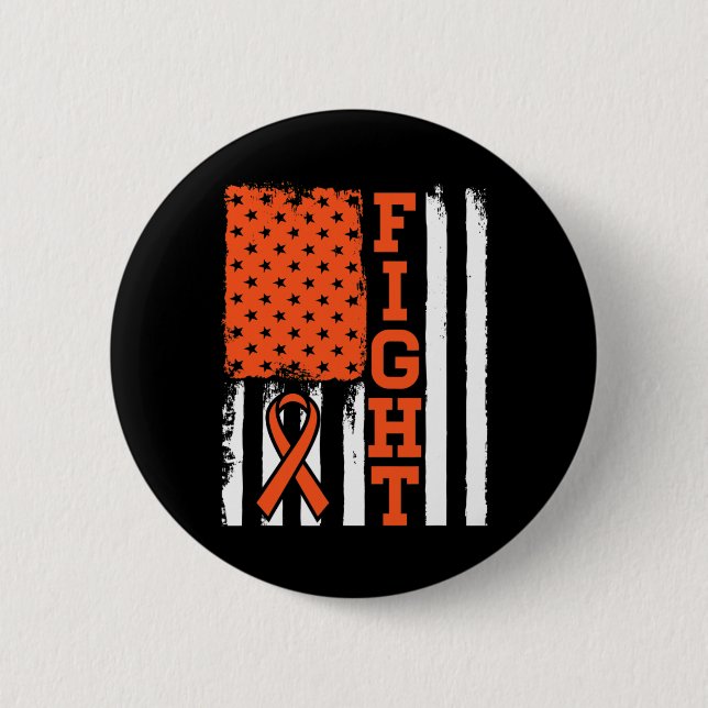 Blood Cancer Leukaemia Fight Flag - Cancer Awarene 2 Inch Round Button (Front)