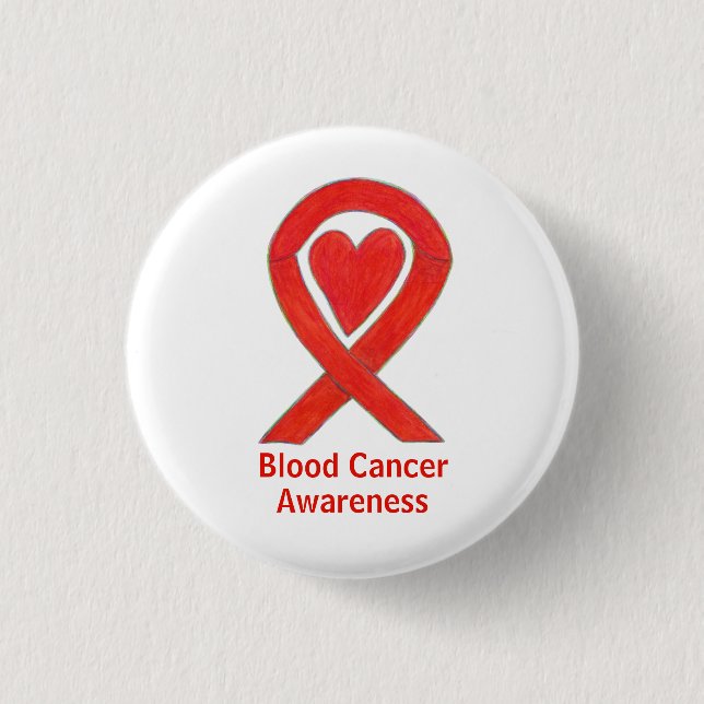 Blood Cancer Red Heart Awareness Ribbon Pins (Front)