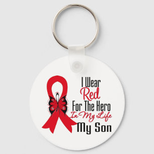 Blood Cancer Ribbon Hero in My Life My Son Keychain