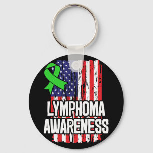 Blood Cancer Survivor Lime Green Awareness Ribbon Keychain