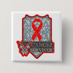 Blood Cancer Survivor Vintage Butterfly 2 Inch Square Button