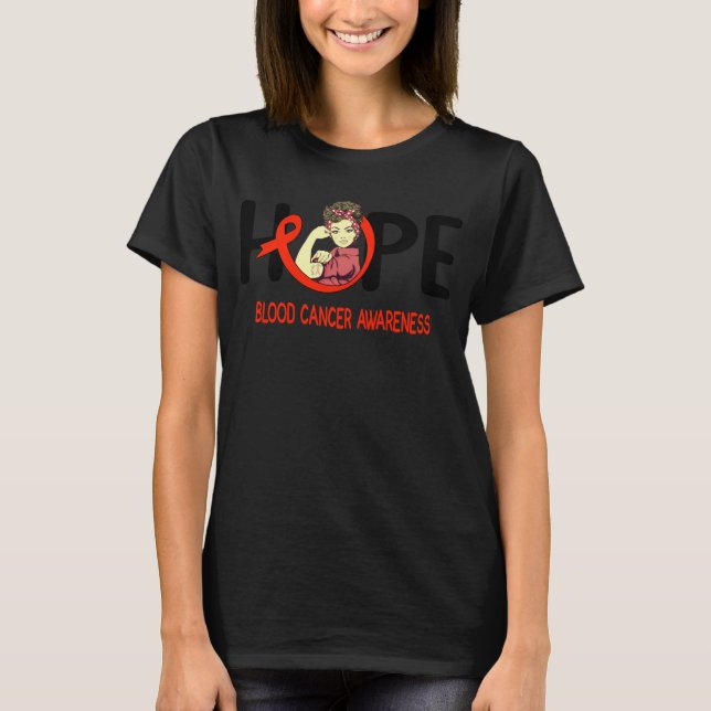 blood cancer warrior hope pink ribbon T-Shirt (Front)