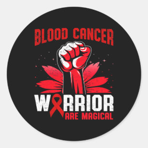 Blood Cancer Warriors Are Magical Unicorn Red Ribb Classic Round Sticker
