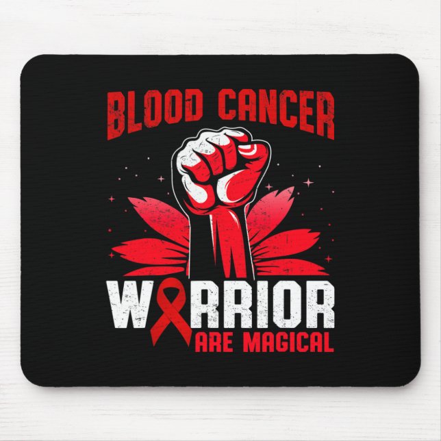 Blood Cancer Warriors Are Magical Unicorn Red Ribb Mouse Pad (Front)