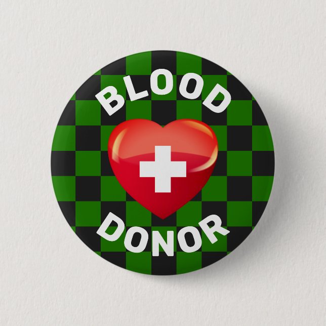 Blood Donor Heart w Cross 2 Inch Round Button (Front)