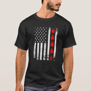 Blood Donor Phlebotomist American Flag Donate Bloo T-Shirt