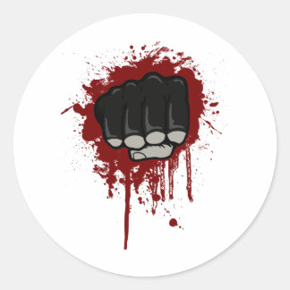 Blood fist classic round sticker