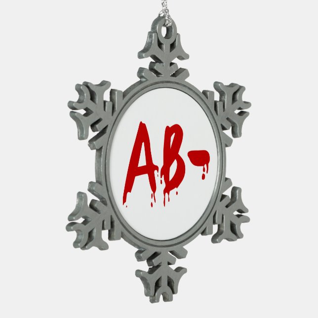 Blood Group AB- Negative #Horror Hospital Snowflake Pewter Christmas Ornament (Left)