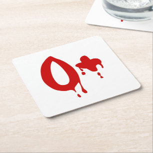 Blood Group O+ Positive #Horror Hospital Square Paper Coaster