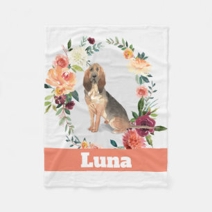 Blood Hound Dog personalized watercolor Fleece Blanket
