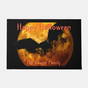 Blood Moon and Black Bat, Spooky Halloween Doormat