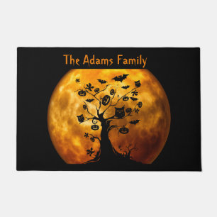 Blood Moon and Spooky Black Tree Halloween Doormat