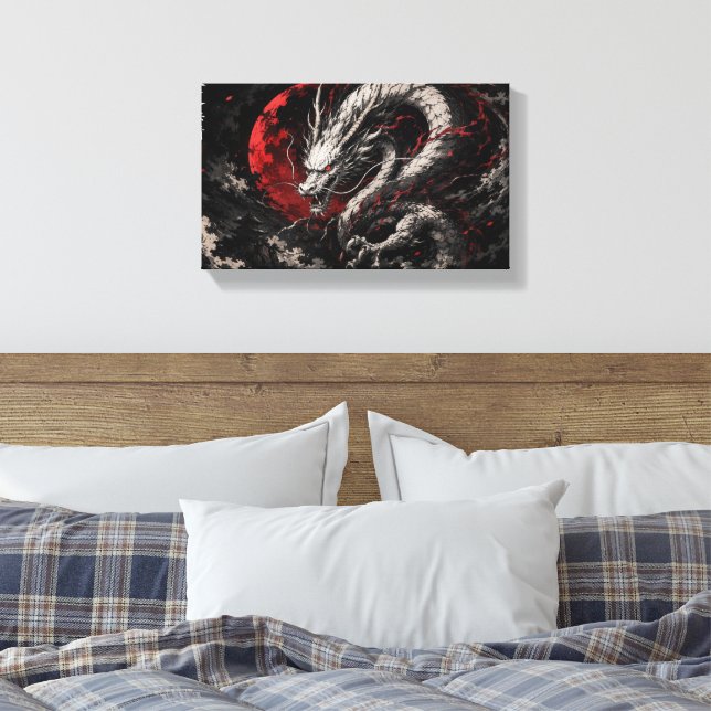 Blood Moon Dragon Canvas Print (Insitu(Bedroom))