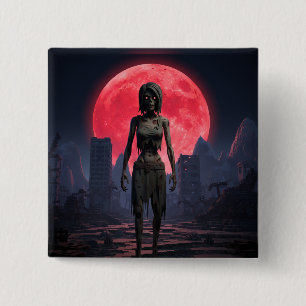 Blood Moon Female Zombie 2 Inch Square Button
