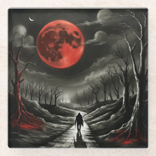 Blood moon glass coaster