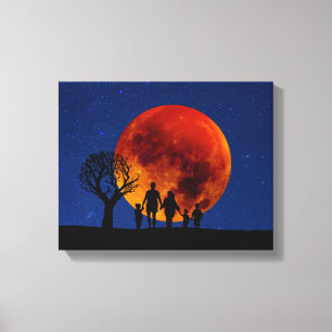Blood Moon Lunar Eclipse Family Canvas Print