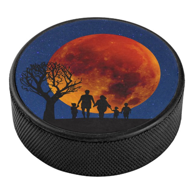 Blood Moon Lunar Eclipse Family Hockey Puck (3/4)