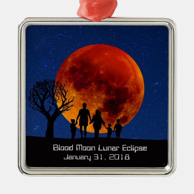 Blood Moon Lunar Eclipse Family Metal Ornament (Front)