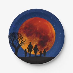 Blood Moon Lunar Eclipse Family Paper Plate