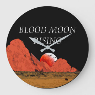Blood Moon Rising Digital Art Large Clock