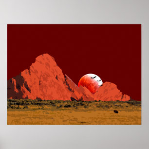 Blood Moon Rising Digital Art Poster