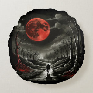 Blood moon round pillow