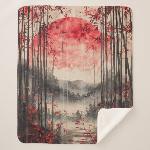 Blood Moon Sakura Ink Wash (1) Sherpa Blanket