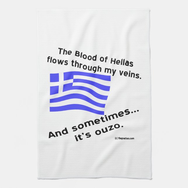 Blood of Hellas & Ouzo Kitchen Towel (Vertical)