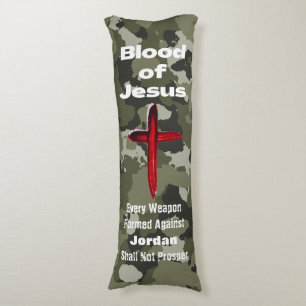Blood of Jesus Green Camo Personalized Prayer Body Pillow