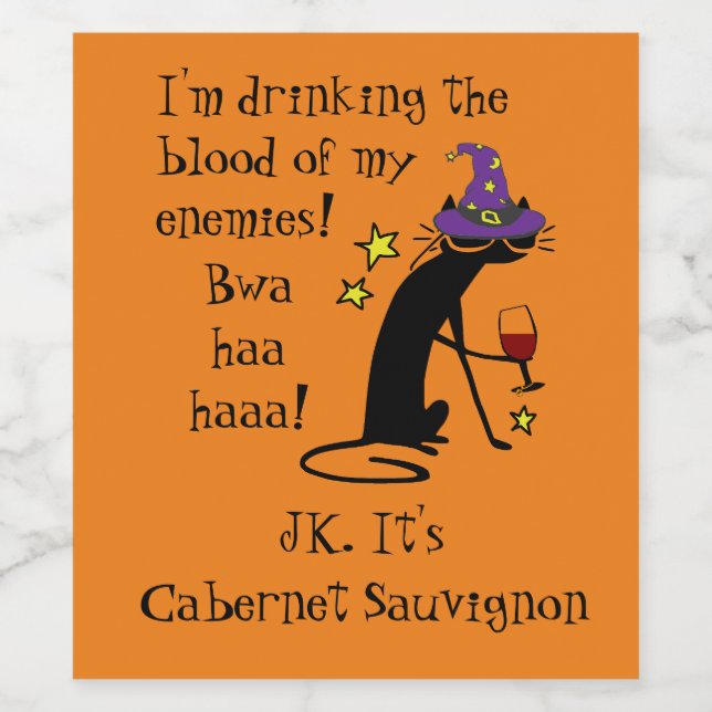 Blood of My Enemies, JK Wine, Black Cat Wine Label (Single Label)