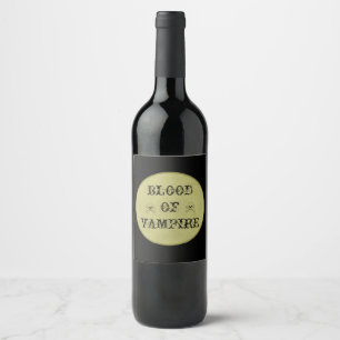 Blood Of Vampire Halloween Wine Label