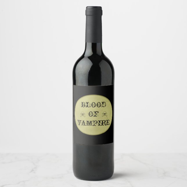 Blood Of Vampire Halloween Wine Label (Front)