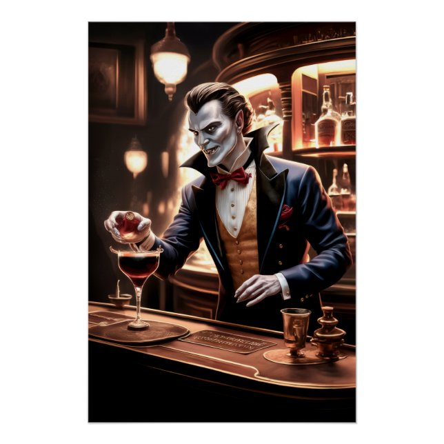 Blood on the Bar, Dracula's Bartending Poster (Front)