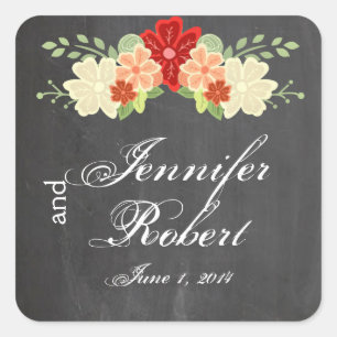 Blood Orange Flower Wedding Envelope Seal