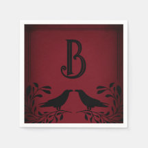 Blood Red Black Raven Monogram Goth Wedding