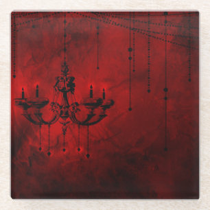 Blood Red Chandelier Vampire Dark Red Black Glass Coaster
