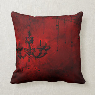 Blood Red Chandelier Vampire Dark Red Black Throw Pillow