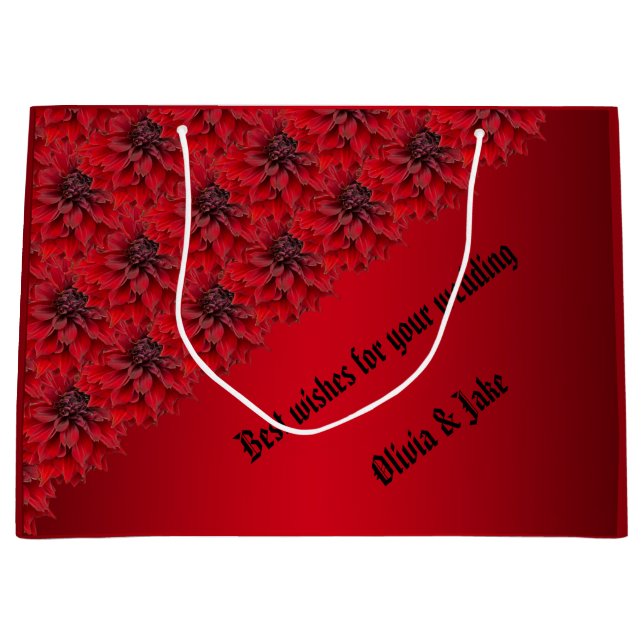 Blood red dahlias in gothic style - personalize it large gift bag (Front)