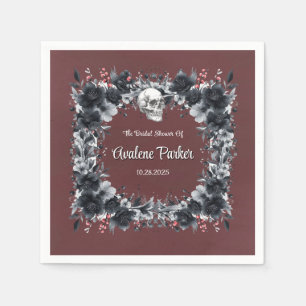 Blood Red Gothic Black Floral Bridal Shower Napkin