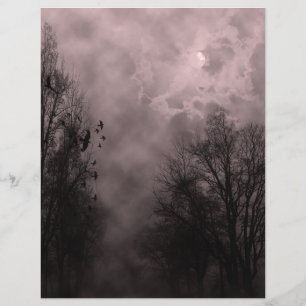 Blood Red Haunted Sky with Ravens