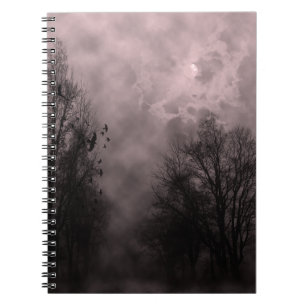 Blood Red Haunted Sky with Ravens Notebook