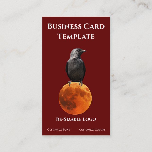 Blood Red Moon and Logo Raven Business Card (Front)
